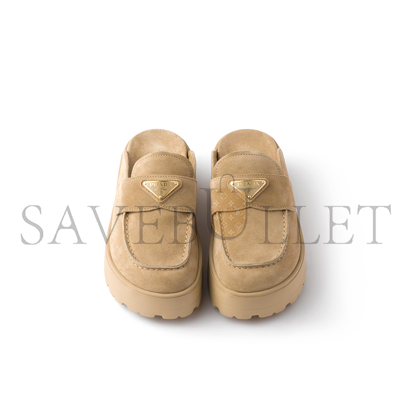 PRADA SUEDE FLATFORM MULES 1XZ778
